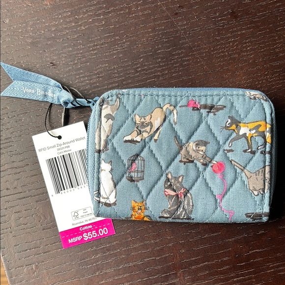 Vera Bradley Cat Print Wallet - denim blue - Picture 2 of 3